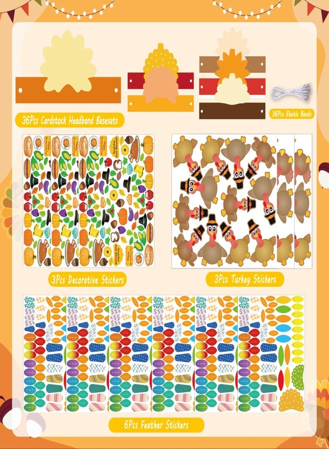 80UncleKimby 36Pcs Thanksgiving Turkey Hat Craft Kit for Kids - DIY Fall Paper Headbands Crowns Arts Decoration for Classroom Activities Party Supplies - Style 3 - Image 3